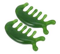 Pettine Massaggiante in Resina Verde Pezzi Cuoio Capelluto per 2 | Massaggio ai Punti, Uso Pratico, Esperienza Confortevole, Formato Tascabile