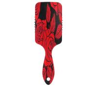 Pettine massaggiante per capelli con rose rosse, spazzola districante per capelli, antistatica, spazzola moderna per capelli