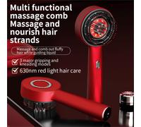 Pettine massaggiante per cuoio capelluto elettrico, pettine per la cura dei capelli con luce rossa, disponibile in tre modalità, ricarica tramite Type-C rosso,grigio violaABS