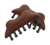 Pettine Massaggiante per Cuoio Capelluto in Legno, 7 Denti, 2 Pezzi | Forma Rana Marrone, Denti Larghi a Inserto, Uso Domestico e Portatile, Adatto a Chioma e Cuoio Capelluto
