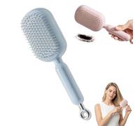 Pettine massaggiante retrattile con cuscino, spazzola per capelli antistatica, spazzola autopulente con setole retrattili, pettine per la pulizia liscia (Blue)