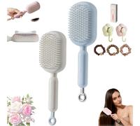 Pettine massaggiante retrattile, spazzola autopulente per capelli da donna, retrattile, antistatica, per tutti i tipi di capelli, viaggi e casa (tipo 4)