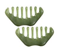 Pettine Massaggiatore il Cuoio Capelluto 2 Pezzi in Cera D'api Verde | Forme Naturali, Uso Famiglia e Viaggio, Sensazione Confortevole, Massaggio del Scalpo senza Danni