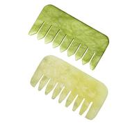 Pettine Massaggio Cuoio Capelluto Gua Sha 2 Pezzi in Jade Naturale | Tecnica Scraping, Massaggio Profondo della Testa, Set Doppio per Uso Quotidiano