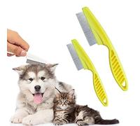 Pettine multifunzionale per animali domestici, rimozione delle macchie, spazzola a denti fini in acciaio inox, kit magico per la toelettatura di cani di piccola taglia cuccioli (giallo)