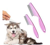 Pettine multifunzione per rimuovere le macchie, spazzola a denti fini in acciaio inox, kit magico per la toelettatura di cani di piccola taglia e cuccioli (rosa)