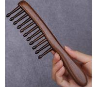 Pettine naturale da 20 cm, per massaggi alla testa, con denti larghi, capelli lisci e ricci