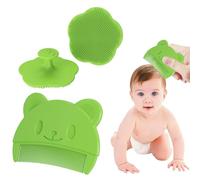 Pettine Neonato,Pettine Crosta Lattea,Set Pettine e Spazzola Neonato,Pazzola per Bambini In Silicone Adatto a Neonati e Bambini per un Confortevole Massaggio del Cuoio Capelluto (2 Pezzi, Verde)