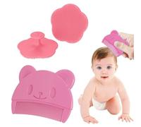 Pettine Neonato,Pettine Crosta Lattea,Set Pettine e Spazzola Neonato,Pazzola per Bambini In Silicone Adatto a Neonati e Bambini per un Confortevole Massaggio del Cuoio Capelluto (2 Pezzi, Rosa)