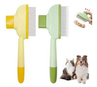 Pettine per animali domestici con denti lunghi e corti in acciaio inossidabile, rimuove efficacemente il pelo sciolto da cani e gatti, doppia funzione di pettine antipulci per il controllo del capanno