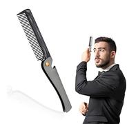 Pettine per barba pieghevole in acciaio inossidabile, pettine tascabile per baffi strumento di cura della barba per uso professionale e domestico