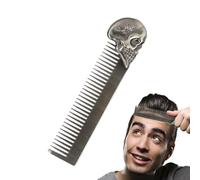 Pettine per barba tascabile, pettine per parrucchiere | Pettine per capelli in lega di zinco con forma di baffo,Design ergonomico del cranio, portatile per le case,