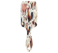 Pettine per capelli 3D con animali da fattoria, maiali, galli, mucche, pettine districante, pettini per capelli, accessori da donna