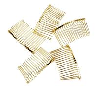 Pettine per capelli a 18 denti, in metallo, 6,8 x 3,7 cm, 5 pezzi, colore: oro