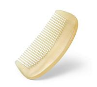 Pettine per capelli a denti fini in corno di pecora naturale, 100% fatto a mano, antistatico, pettine a semicerchio tascabile (STY1)