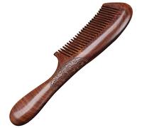 Pettine per capelli a denti larghi in legno di sandalo nero, doppio lato per massaggio del cuoio capelluto, ideale per la cura dei capelli e il relax