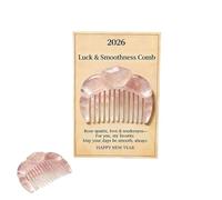 Pettine per capelli al quarzo rosa, realizzato a mano, con cristalli naturali, per massaggi del cuoio capelluto e cura dei capelli, mini talismano portatile per amore di sé, fortuna e styling liscio