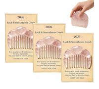 Pettine per capelli al quarzo rosa, realizzato a mano, con cristalli naturali, per massaggi del cuoio capelluto e cura dei capelli, mini talismano portatile per amore di sé, fortuna e styling liscio