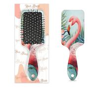 Pettine per capelli antistatico con cuscino d'aria, spazzola per capelli ad acquerello fenicottero verde tropicale foglia di palma rosa floreale quadrato spazzola per massaggio del cuoio capelluto per