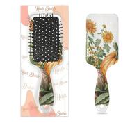 Pettine per capelli antistatico con cuscino d'aria, spazzola per capelli autunnale, zucca, raccolto in fattoria, fiori quadrati, spazzola per massaggio del cuoio capelluto per donne e ragazze