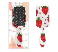 Pettine per capelli antistatico con cuscino d'aria spazzola per capelli carino rosso fragola bella frutta quadrata spazzola per massaggio del cuoio capelluto per donne ragazze