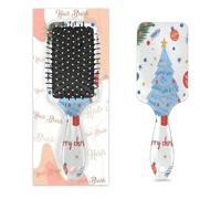 Pettine per capelli antistatico con cuscino d'aria, spazzola per capelli con elementi natalizi per albero di Natale, spazzola quadrata per massaggio del cuoio capelluto per donne e ragazze