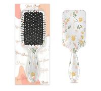 Pettine per capelli antistatico con cuscino d'aria, spazzola per capelli gialla con frammenti floreali quadrati per massaggio del cuoio capelluto per donne e ragazze