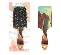 Pettine per capelli antistatico con cuscino d'aria, spazzola per capelli paesaggio desertico vintage stivali quadrati per massaggio del cuoio capelluto spazzola per donne ragazze