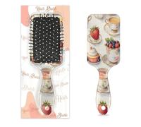 Pettine per capelli antistatico con cuscino d'aria, spazzola per capelli per torte, latte, caffè, tè, frutta, spazzola quadrata per massaggio del cuoio capelluto per donne e ragazze