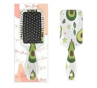 Pettine per capelli antistatico con cuscino d'aria, spazzola per capelli rustica naturale, frutta, avocado, verde, quadrato, per donne e ragazze