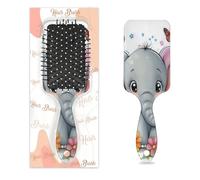 Pettine per capelli antistatico massaggiante con cuscino d'aria, grazioso elefante con fiori, motivo animali carini, spazzola quadrata per massaggio del cuoio capelluto per donne e ragazze