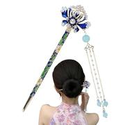 Pettine per capelli cinese, Forcina cinese - Forcina a con pompon | Casco per capelli a tenuta ferma, elegante bastone per capelli asiatico per donne ragazze adolescenti