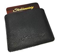 Pettine per capelli con custodia in vera pelle nera, 9 cm, 11 denti