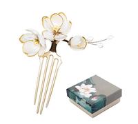 Pettine per capelli con fiore di loto, stile cinese Hanfu, elegante fermaglio per capelli con fiori bianchi, accessorio per capelli da sposa