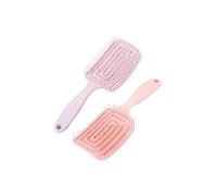 Pettine per capelli con manico in plastica scavata per massaggi del cuoio capelluto, per acconciature lisce e speciali per parrucche vere (rosa + viola)