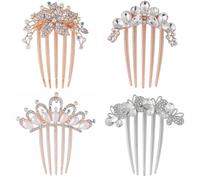 Pettine per capelli con perle, corona, pettine laterale da donna con strass e fiori, fermagli per capelli a forma di farfalla, accessori per capelli (confezione da 4)
