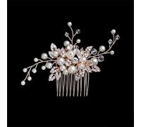 Pettine per capelli con perle da donna gioielli per feste di nozze strass frangia laterale clip per capelli copricapo E