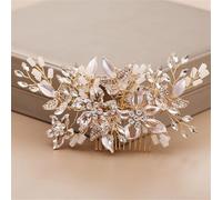 Pettine per capelli con perle di cristallo, fiore e foglia, elegante accessorio per capelli da sposa, accessorio decorativo per capelli