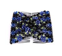 Pettine per capelli con perline di cristallo per donne, elegante fermaglio per capelli a forma di fiore, accessorio da sposa elastico per capelli bohémien