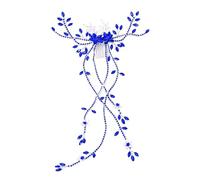 Pettine per capelli, con pietre di cristallo e catena con nappe, elegante design a forma di vite, pettine per capelli da sposa, per damigelle d'onore, riccioli updo blu