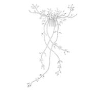 Pettine per capelli, con pietre di cristallo e catena con nappe, elegante design a forma di vite, pettine per capelli da sposa, per damigelle d'onore, riccioli updo argento