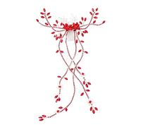 Pettine per capelli, con pietre di cristallo e catena con nappe, elegante design a forma di vite, pettine per capelli da sposa, per damigelle d'onore, riccioli updo rosso