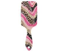 Pettine per capelli con stampa leopardata con strisce e strisce rosa, pettine districante, pettine da donna antistatico, facile da spazzolare i capelli