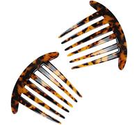 Pettine per capelli, confezione da 2, 6 denti, guscio di tartarug