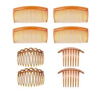Pettine per capelli da donna, 8 pezzi, in plastica, pettine a pony, pettine a 29 denti, pettine a 7 denti, pettine a poppa con 11 denti (marrone)