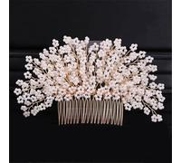 Pettine per capelli da donna con fiore e perle, diademi da sposa, accessori per capelli da sposa, gioielli per feste 1