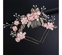Pettine per capelli da sposa con fiore laterale con perle e perline per matrimonio tiara copricapo vintage forcine per capelli accessori pnnrk 3 pezzi