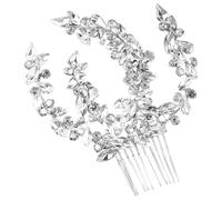 Pettine per capelli da sposa, con motivo floreale argentato, accessorio per capelli da sposa, con strass, accessorio per capelli da donna, sicuro e confortevole