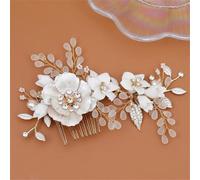 Pettine per capelli da sposa con perle e fiori, accessori per capelli da sposa, forcina per capelli da sposa, tiara per ballo scolastico, 19