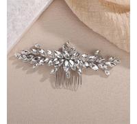 Pettine per capelli da sposa con strass argentati, accessorio per capelli rosso, diadema blu, ornamento argento